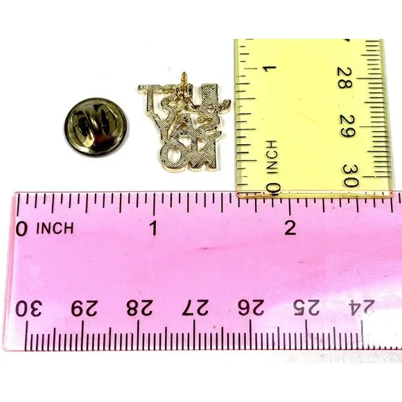 Vintage JUST SAY NO Gold Tone Metal Retro Pin Button Brooch DARE War On Drugs - Picture 4 of 5